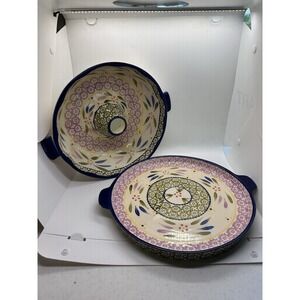 Temptations by Tara - Green Old World Bundt Pan Ceramic Ovenware with Platter